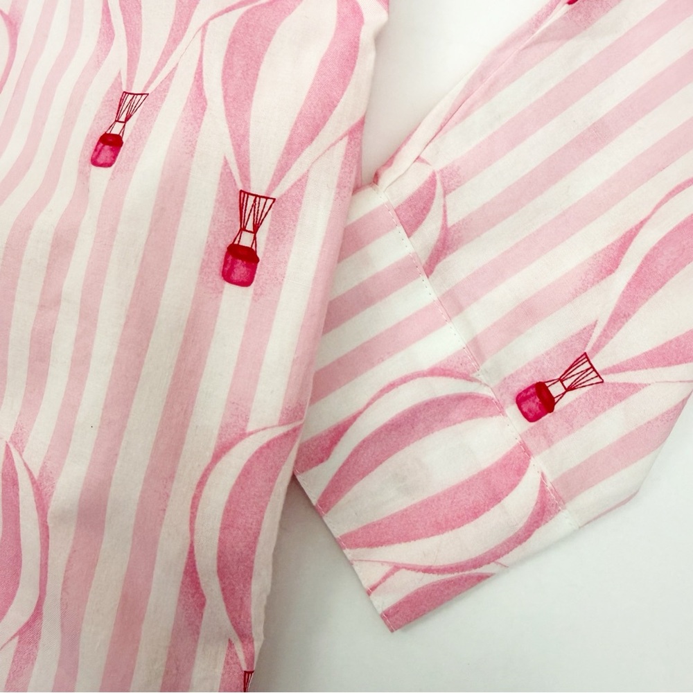BedHead Pajamas PJ’s Ballon Ride Cotton Poplin Sleep Shirt Dress Pink White - Picture 12 of 16